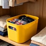 MOUYAT 8 PCS Colorful Plastic Storage Bins with Handles, 10 x 7 x 6 Inch Stackable Plastic Cube Closet Baskets for Kitchen Bathroom, Hand Soap, Shampoos, Towels