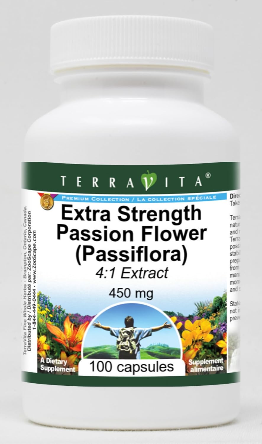 Extra Strength Passion Flower (Passiflora) 4:1 Extract - 450 mg (100 Capsules, ZIN: 511269) - 3 Pack