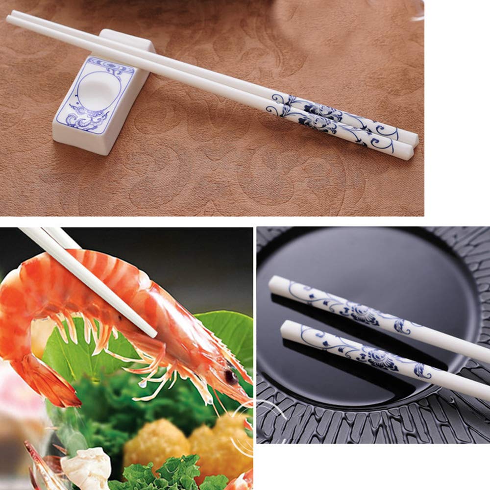 Coffret cadeau de baguettes en porcelaine avec étui, 10 paires de baguettes japonaises réutilisables pour sushi, baguettes de luxe antidérapantes en porcelaine tendre, baguettes lavables au lave-vais