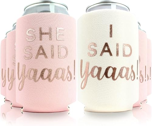 Juego de 6 enfriadores de bebidas She Said Yaaas! & I Said Yaaas! para despedida de soltera, despedida de soltera, boda. Fundas para botellas de