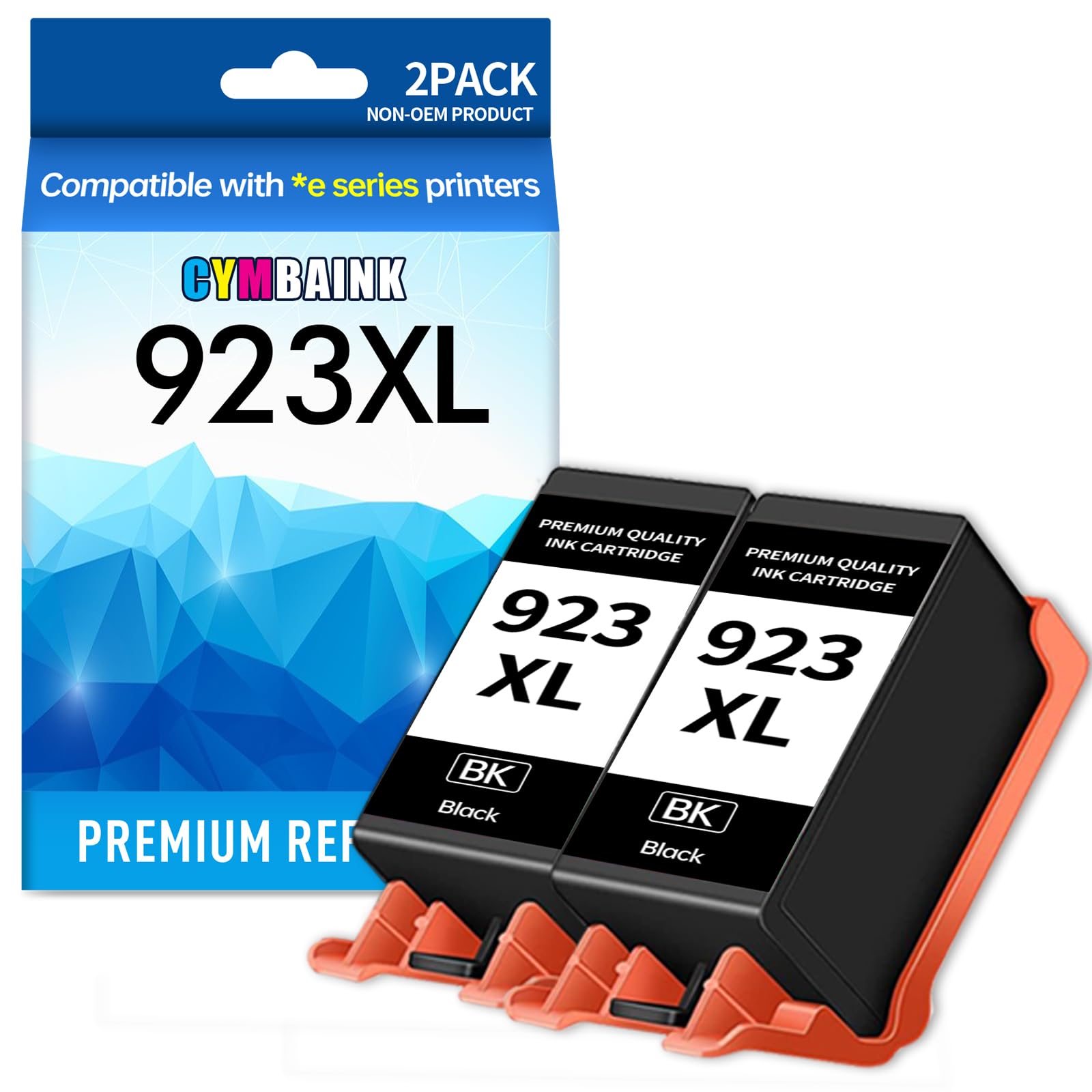 2-Pack 923e/923XL Black Ink Cartridges - Compatible With HP OfficeJet Pro 8130e, 8120e, 8138e Series Printers