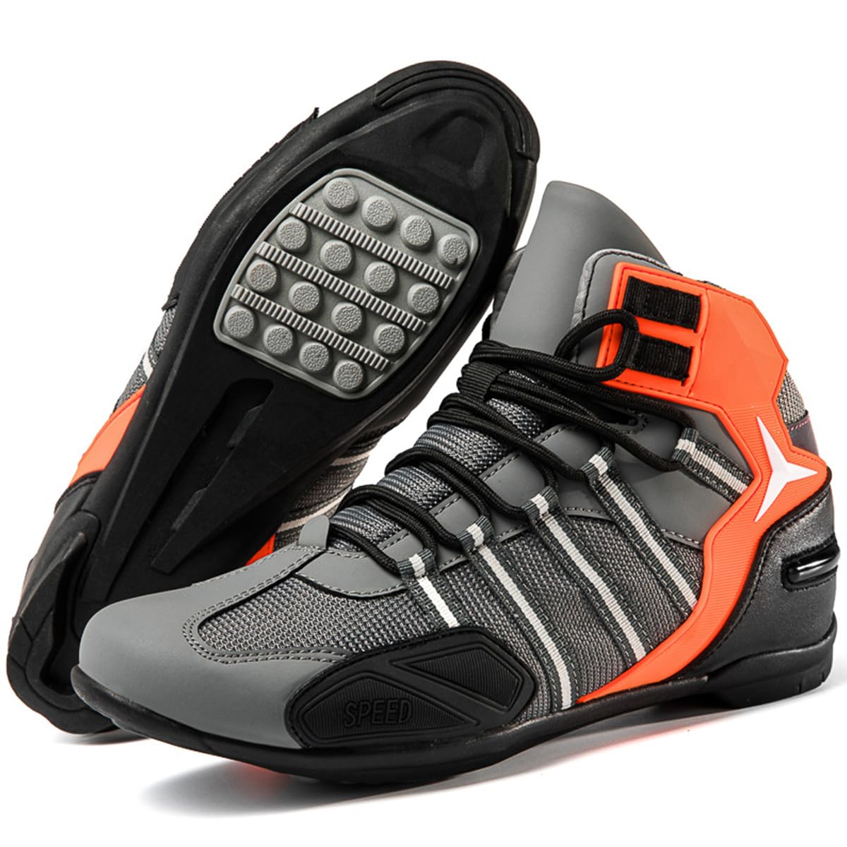 Stivali Moto in Pelle Uomo Modello Sportivo Racing Pista | Stivali da Motocross, Impermeabile, Traspiranti, Antiscivolo, Protezione Caviglia, Rinforzate