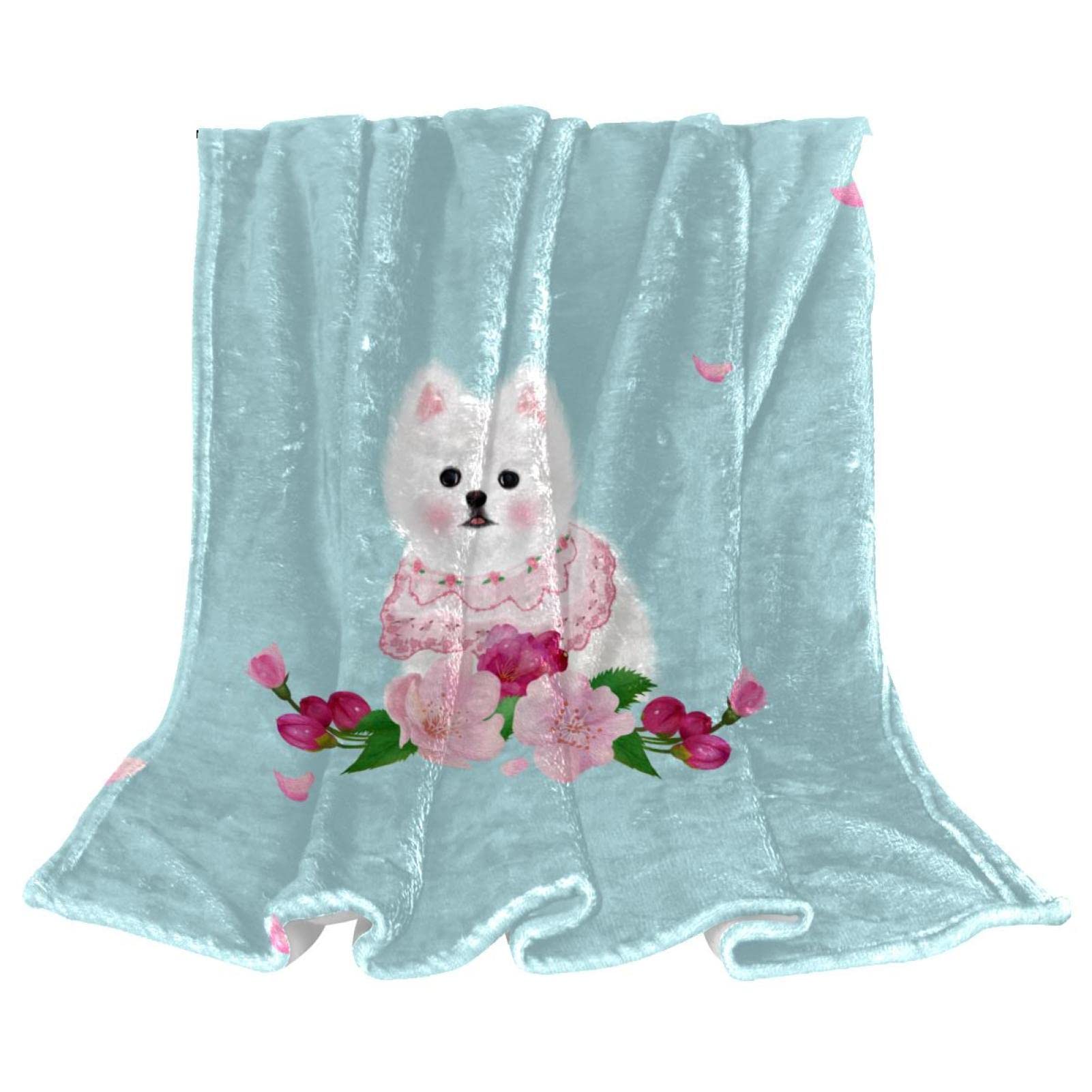 Couverture polaire pour le sol du canapé salon imprimé animal chien mignon