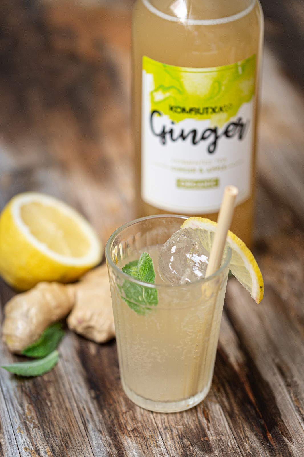 BOISSON ÉCOLOGIQUE KOMBUTXA TE KOMBUCHA - 6 bouteilles 750 ml Thé fermenté bio énergie écologique combustion des graisses sans sucre ajouté (Ginger (Gingembre et Pomme))