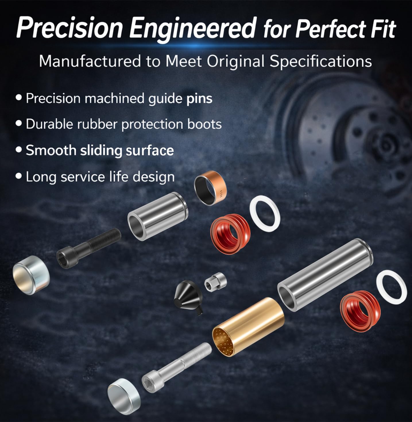 Brake Caliper Guide Pin Kit Replacement for Bendix ADB22X 091.559 803114 745803114 – Brake Caliper Slide Pin Set Precision Steel Caliper Pins for Smooth Brake Operation and Reliable Fit