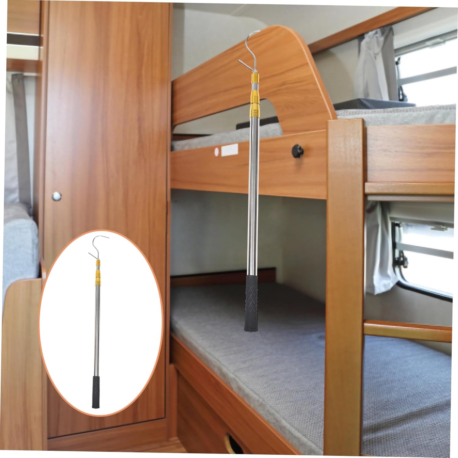 PRETYZOOM Adjustable Tarp Poles Pull Hook Telescopic Pole for Rv Sunshade Window Blind Hook for Easy Extension