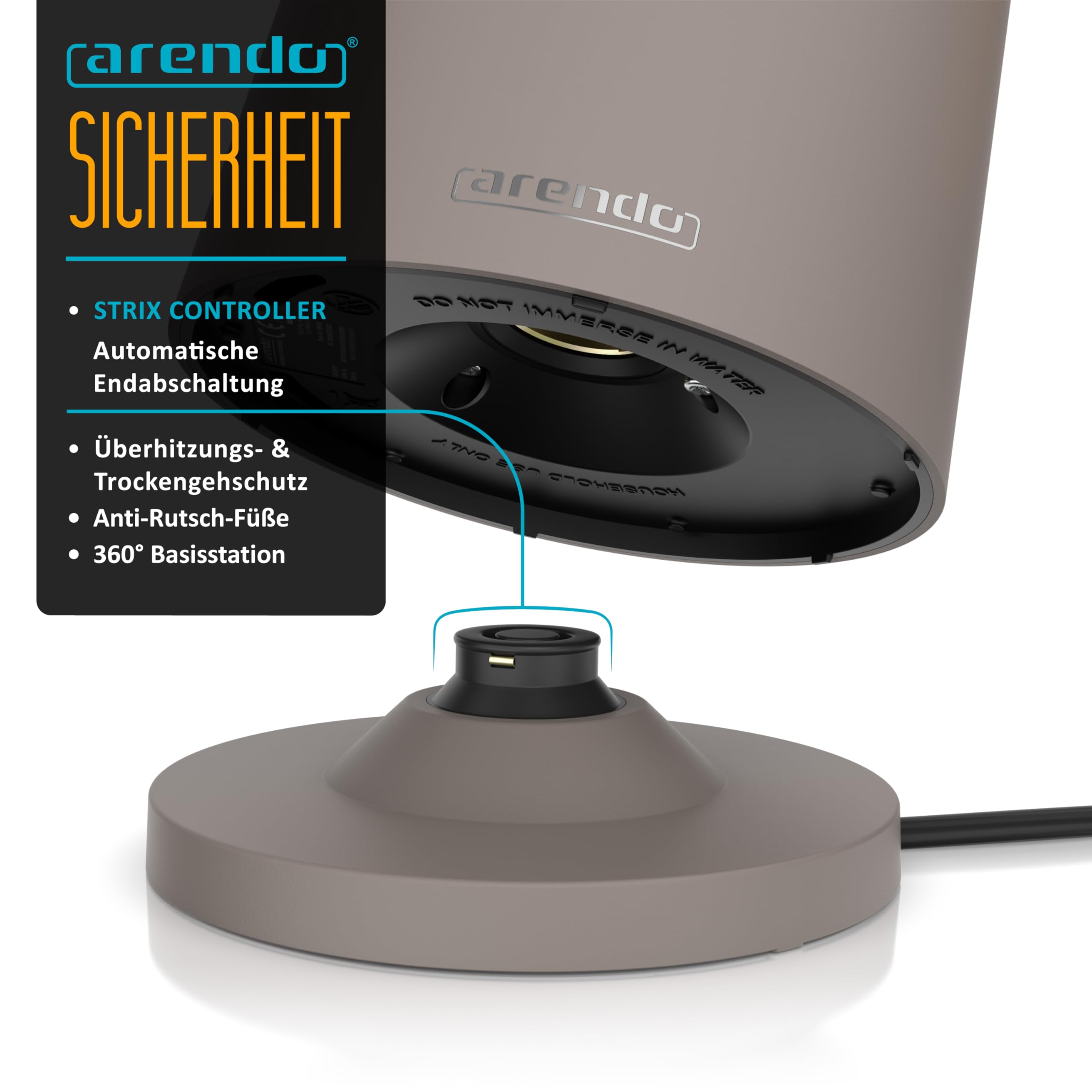 Arendo - Wasserkocher Edelstahl mit Temperatureinstellung - 45°C-100°C - 1.5 Liter - Doppelwand - BPA frei - Warmhaltefunktion - Teekocher mit Temperaturanzeige - Griff Cool Touch - Taupe