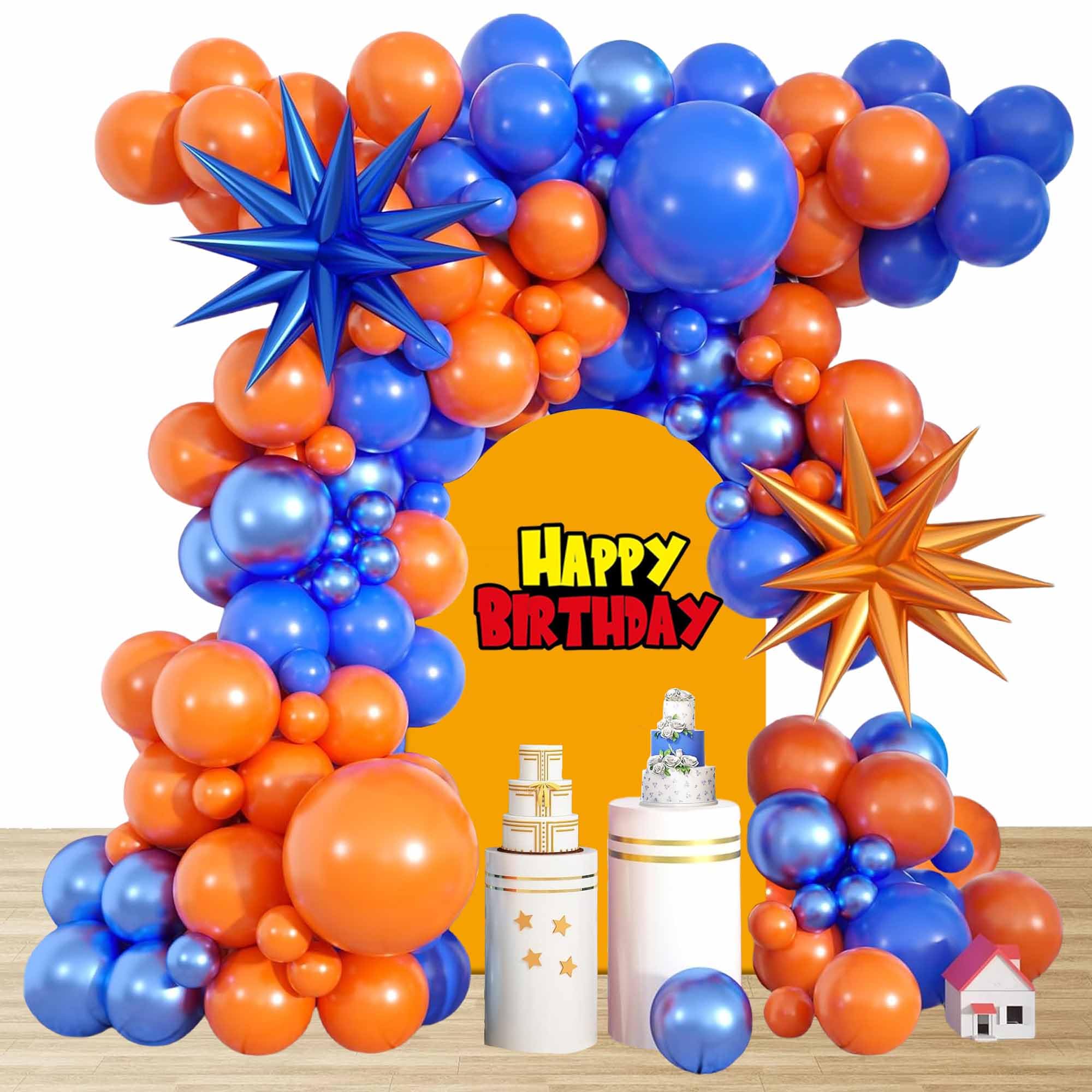 Birthday Balloon Arch Garland Kit Blue Orange Latex Balloons Foil Balloons Party Decorations Ball Theme Party Supplies