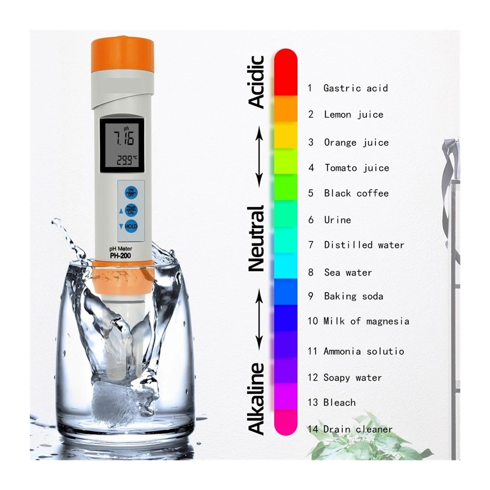 2/3/4 w 1 cyfrowy miernik pH TDS EC Temp miernik pH jakości wody narzędzie pomiarowe do picia hydroponicznego akwarium(ORP-200)