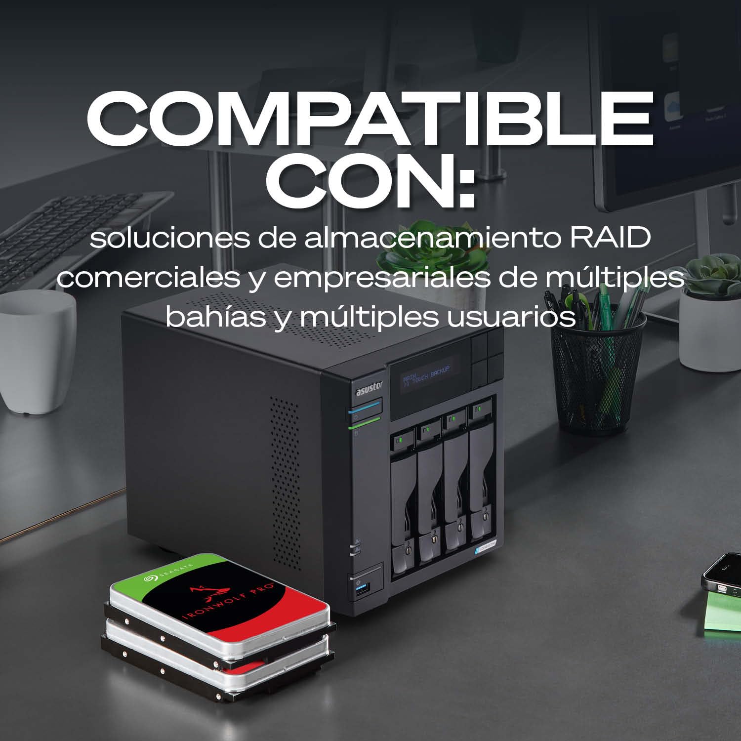 Seagate IronWolf Pro 8TB, Enterprise HDD NAS interno, CMR, SATA a 6 Gb/s, 7200 RPM, caché de 256 MB para almacenamiento conectado a red RAID, servicios Rescue, Paquete Abre-fácil (ST8000NTZ01)