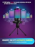 Fifine USB Microphone de jeu pour ordinateur PC PS5, RGB Mic de condenseur avec Mute rapide, contrôle de gain, trépied, filtre à pop, montage de choc, pour la commutation de discorde en continu YouTube Videos-A6V