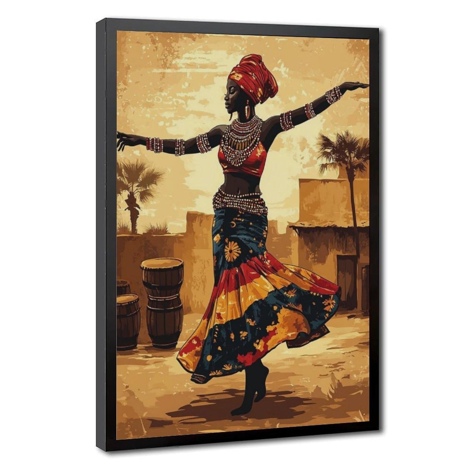 LXWNZE Malian Bambara Dance, poster su tela tradizionale africano festival decorazione camera da letto paesaggio ufficio camera da letto decorazione regalo 40,6 cm L x 61 cm W