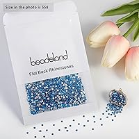 Vista 237 de Beadsland Diamantes de imitación de cristal con parte trasera plana, gemas redondas para arte de uñas y manualidades, pegamento fijo, violeta