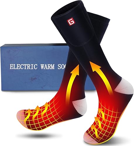 Autocastle Calcetines calefactables para hombre, recargables, con pilas, calentadores de calor, calentados por batería, calentadores de pies, para