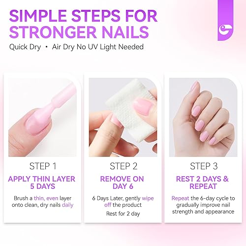 Miniatura 8 de Gelike EC Fortalecedor de uñas y esmalte de crecimiento Proteína rosa lechosa y enriquecida con vitaminas Reparación de endurecedor de secado rápido