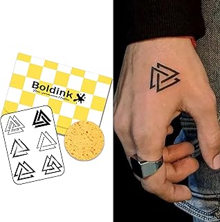 Boldink タトゥーシール 半永久的 ジャグアタトゥー 2枚セット 2週間 長持ち 防水 おしゃれ 男性 メンズ 指、手、腕用 幾何学的な三角形