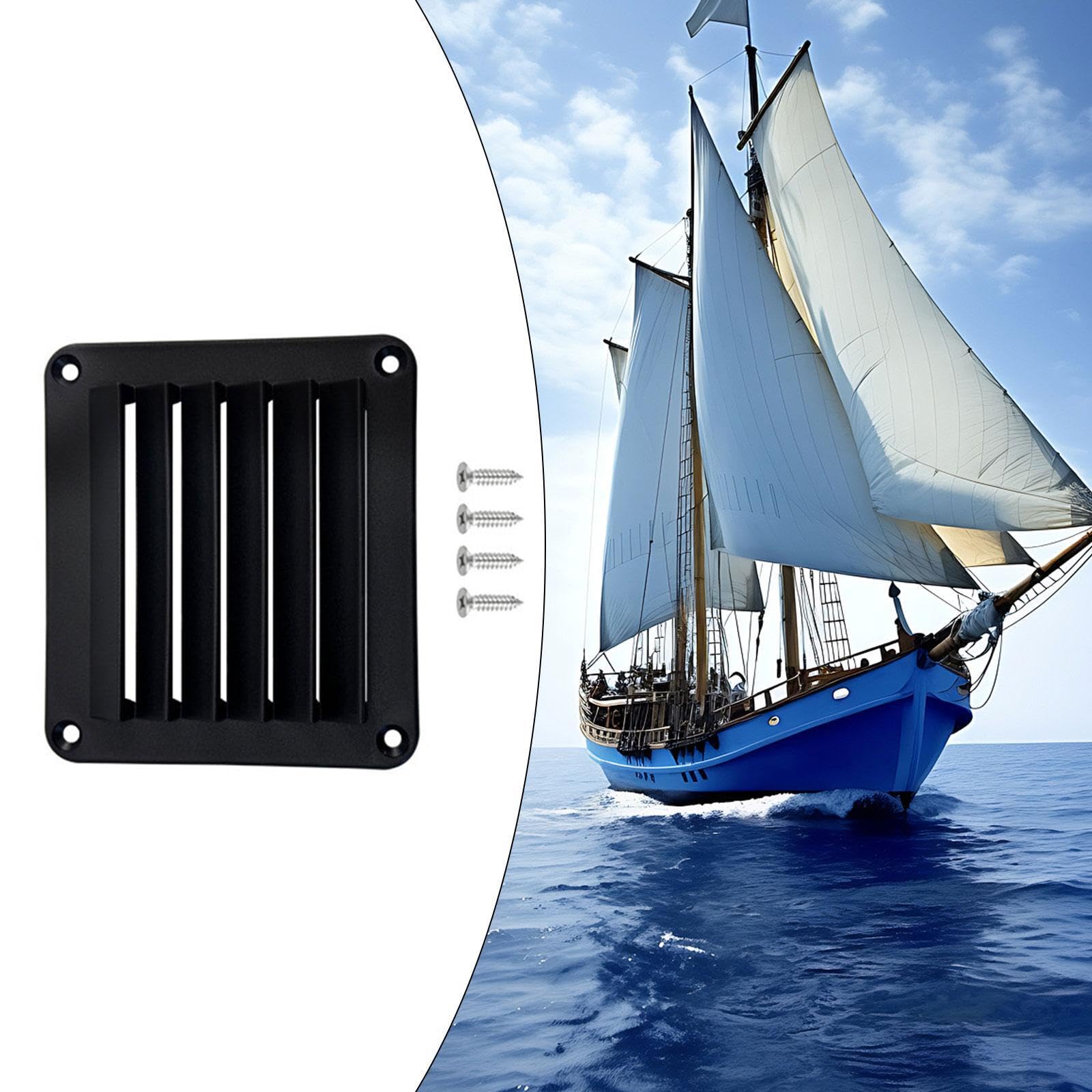 Fenteer Rectangular Louvered Vent Cabin Air Grille Cover Hardware Accessories Nylon Boat Vents Louvered Vent Grill for Marine RV, Black