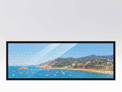 Miniatura 2 de Kit de rompecabezas de marco de 13 x 39 pulgadas con hojas de pegamento, marco de fotos negro de mediados de siglo, madera real con frente acrílico