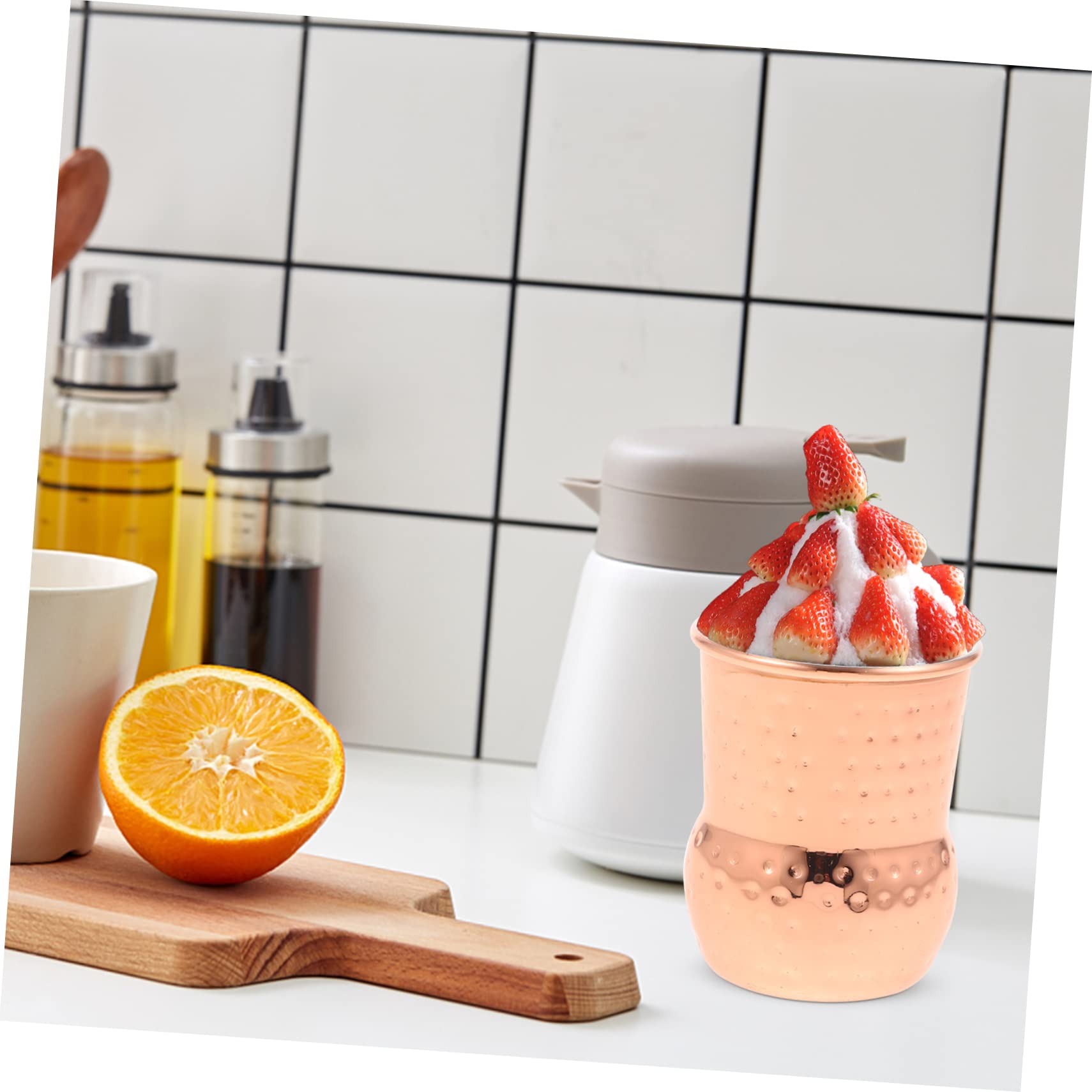 PRETYZOOM Rose Gold Cocktail Glasses Multi-function Drink Cup Stainless Steel Home Bar Accessory