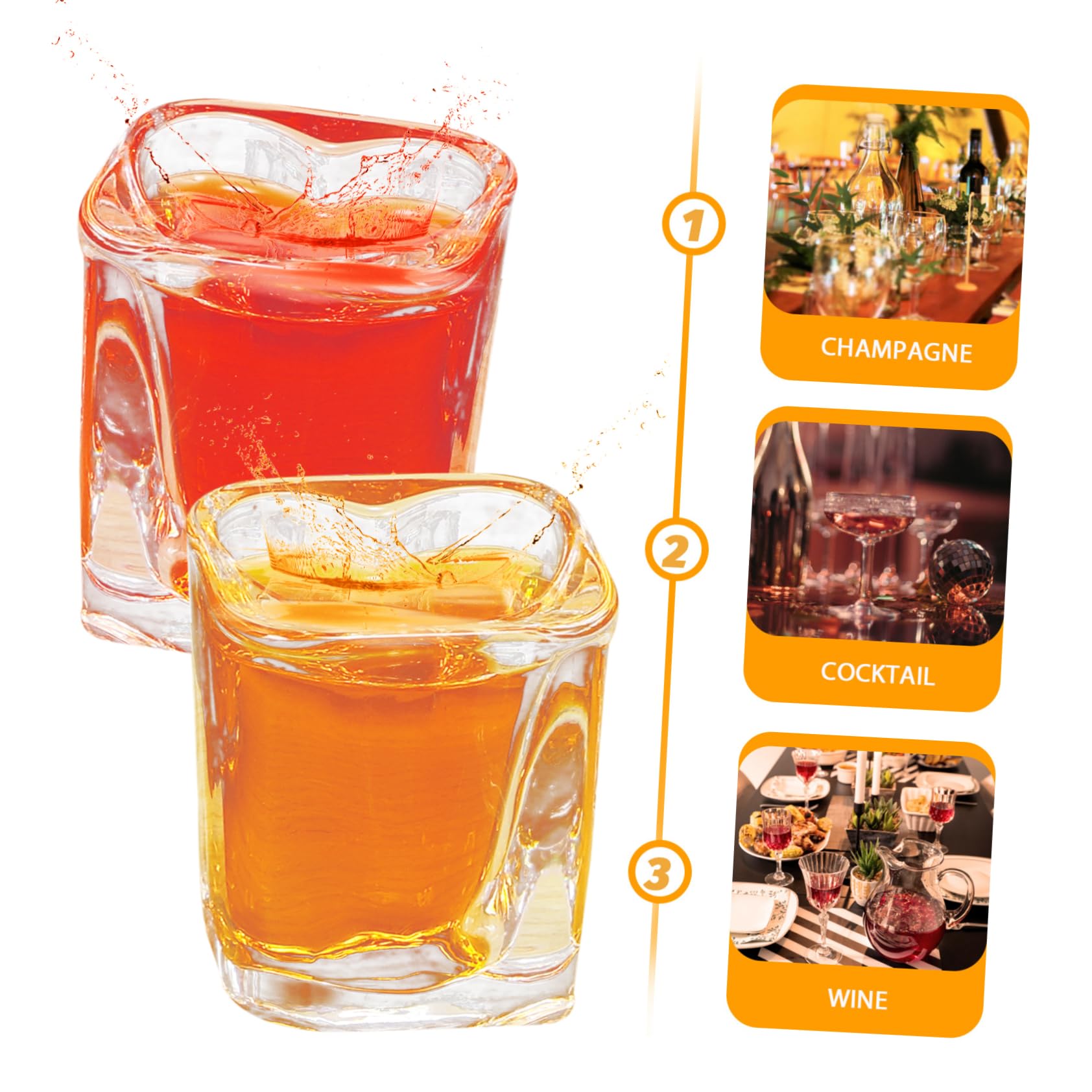 6pièces Lot de Verres à Shot Forme de Cœur Mignons et Originaux pour Cocktails et Boissons Festives