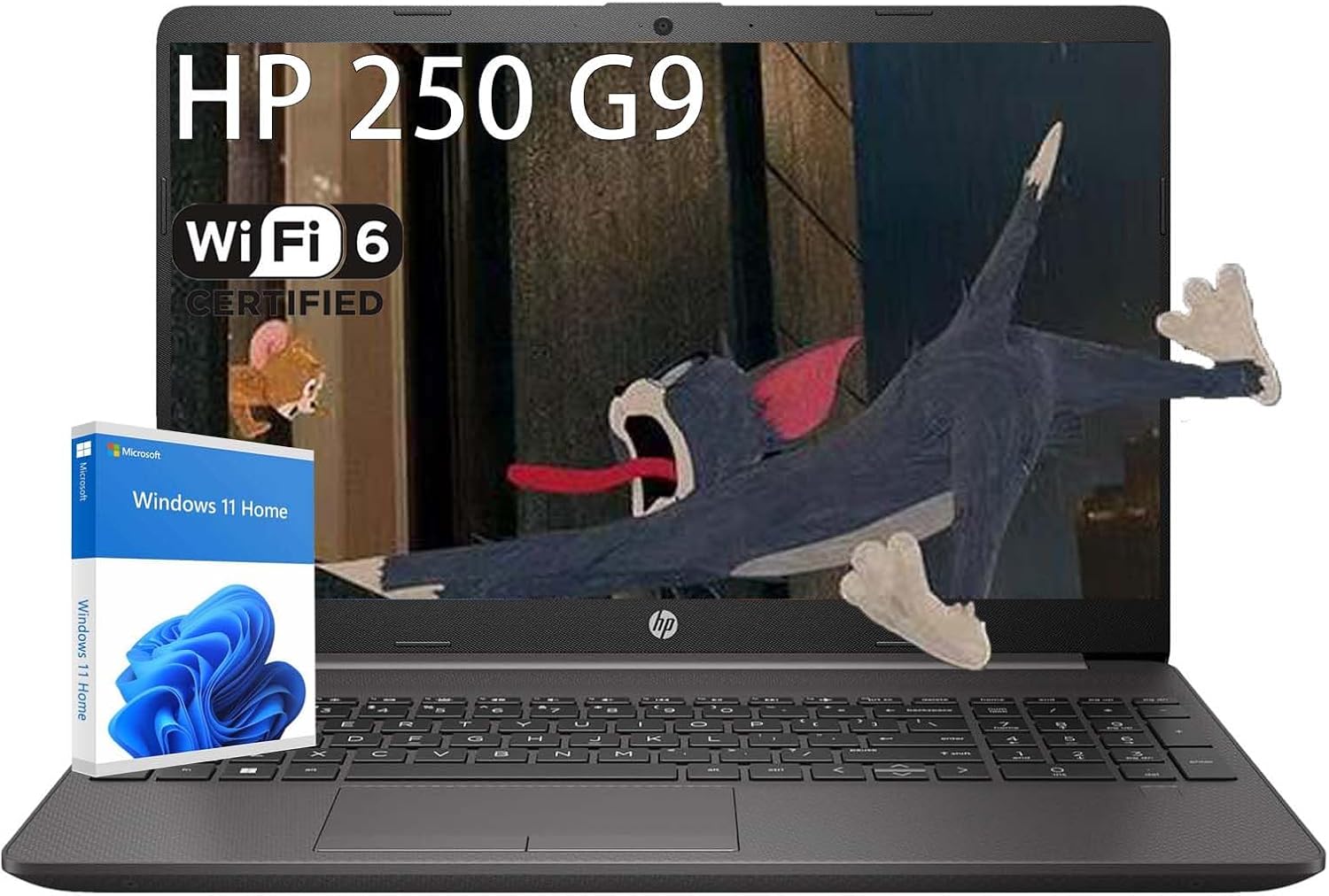 HP Laptop Computer Home & Office 15.6 inch, Numeric Keypad, Windows 11 Home, Wi-Fi 6, Thin Design, Intel Dual-Core Processor, 8GB RAM 512GB SSD– Essential for Productivity & Entertainment, with kit