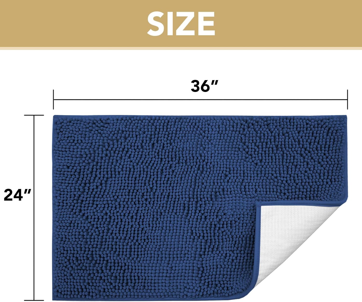 H.VERSAILTEX Dog Door Mat for Muddy Paws Absorbent Dirt Trapper Non Slip Quick Dry Washable Chenille Mats for Dogs Entry Rug for Indoor Outdoor (Navy, 24" x 36")