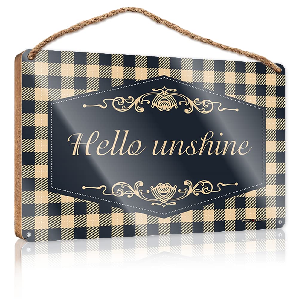 DTHA Holiday Porch Sign Hello Sunshine Wooden Sign Western Home Decor Holiday Porch Sign(20X30CM)
