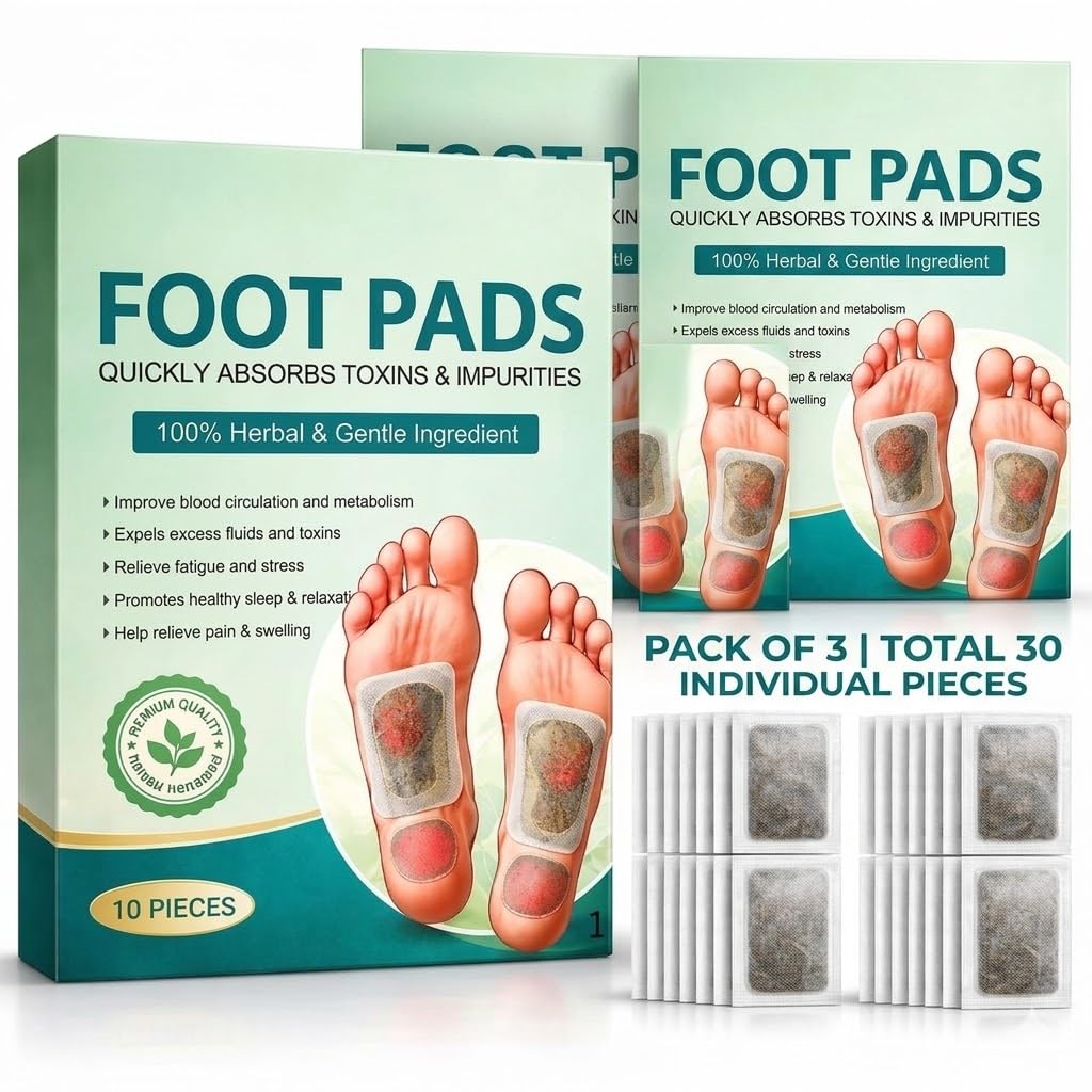 Herbal Ginger Foot Patches for Relaxation & Foot Care | Natural Detox Foot Pads for Night Use | Pain Relief & Refreshing Foot Pads for Men & Women (Pack of 10) (Pack of 3)-image-38