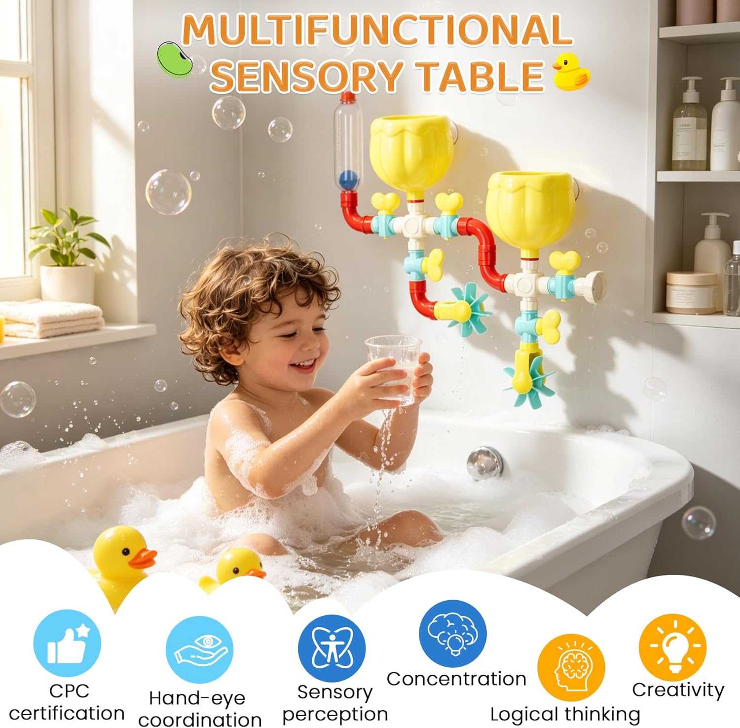 30 Pcs 4 in 1 Wooden Sand and Water Table, Wooden Water Tables for Kids Outdoor Play, with Pipes, Valves, Waterwheel Toys and Acrylic Activity Board, Wooden Sensory Play Activity Table, Ages 3+