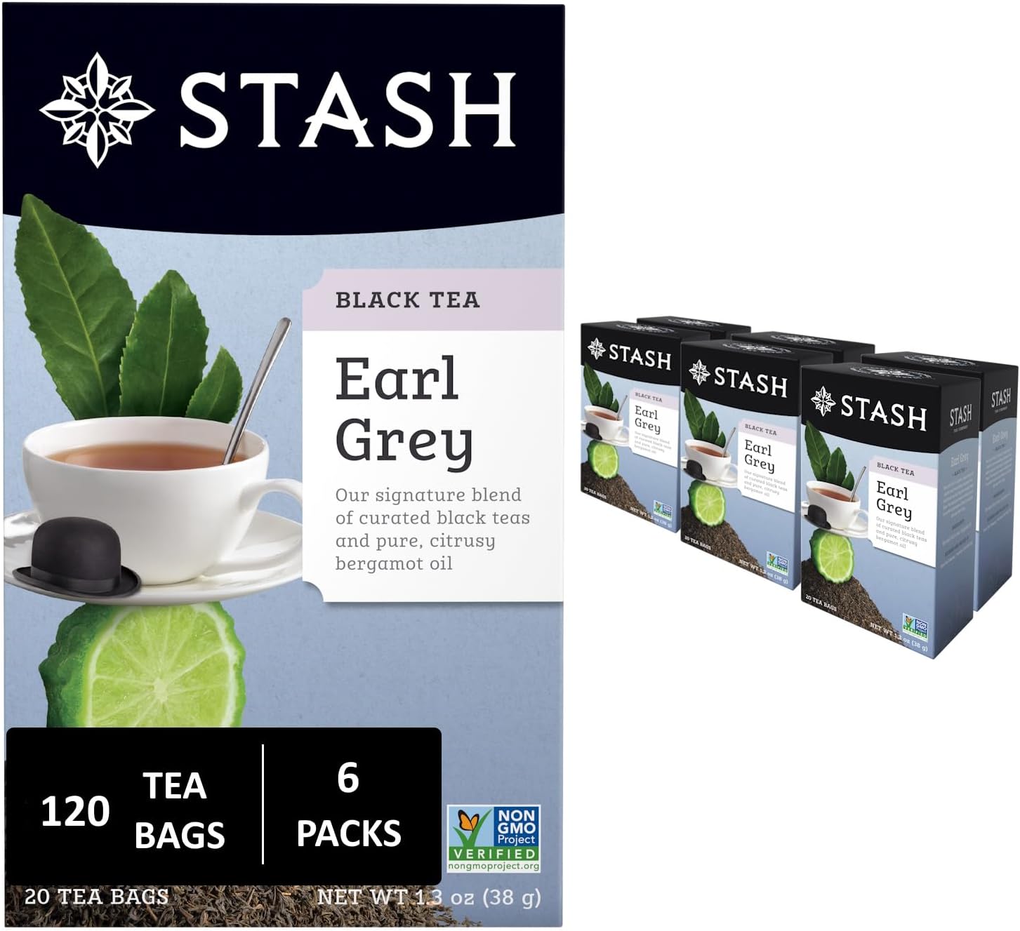 Stash Tea Earl Grey Black 20 Count Box (Pack of 6)