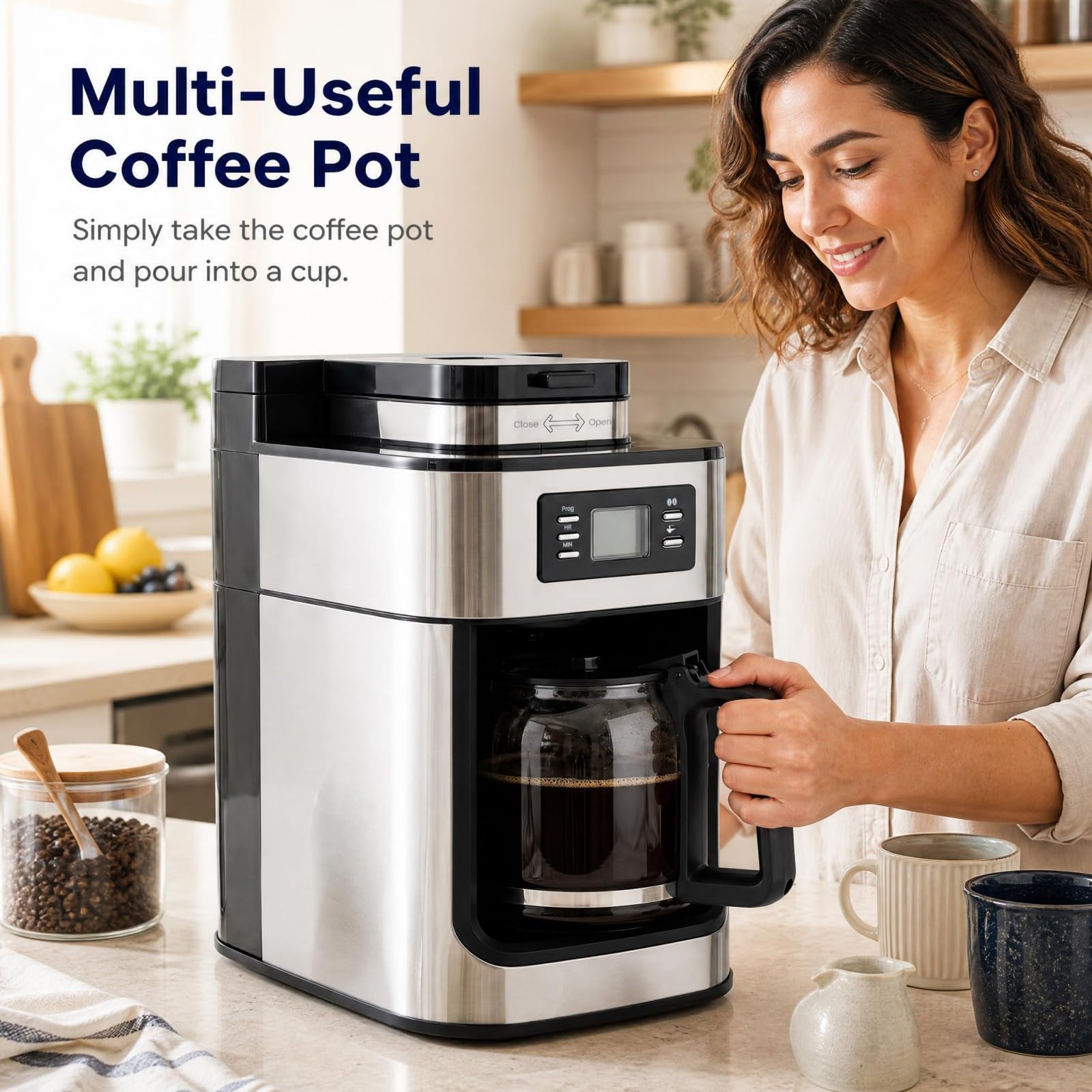 LIFEZEAL Cafetière Filtre 8 Tasses avec Verseuse 1 L pour Maison et Bureau