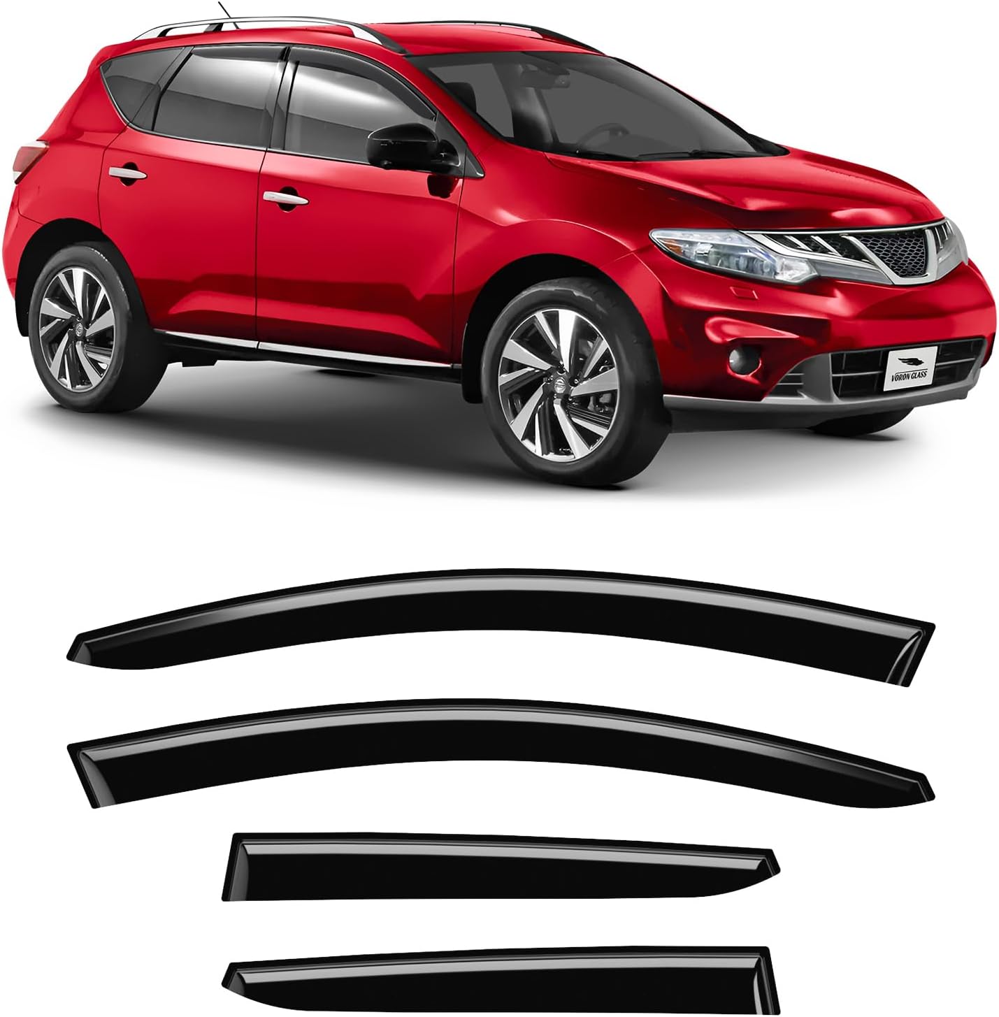 Voron Glass Tape-on Rain Guards for Nissan Murano 2009-2014, Window Deflectors, Vent Window Visors, 4 Pieces - 100305