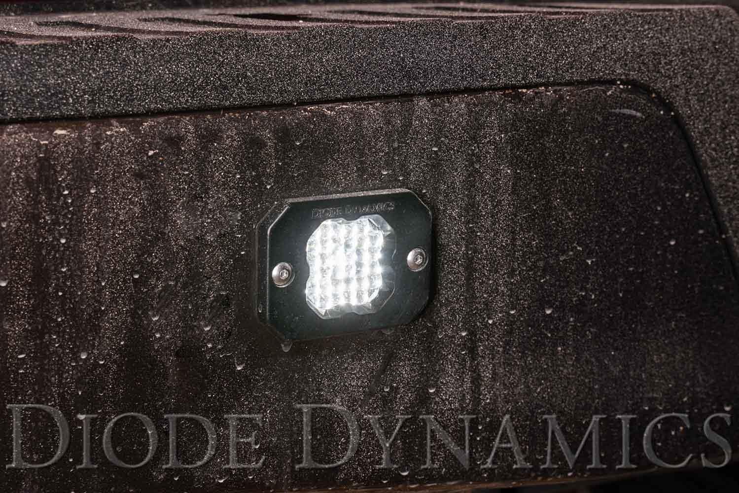 Diode Dynamics SSC1 Sport White Flush Mount LED Pod (pair), Flood w/Red Backlight