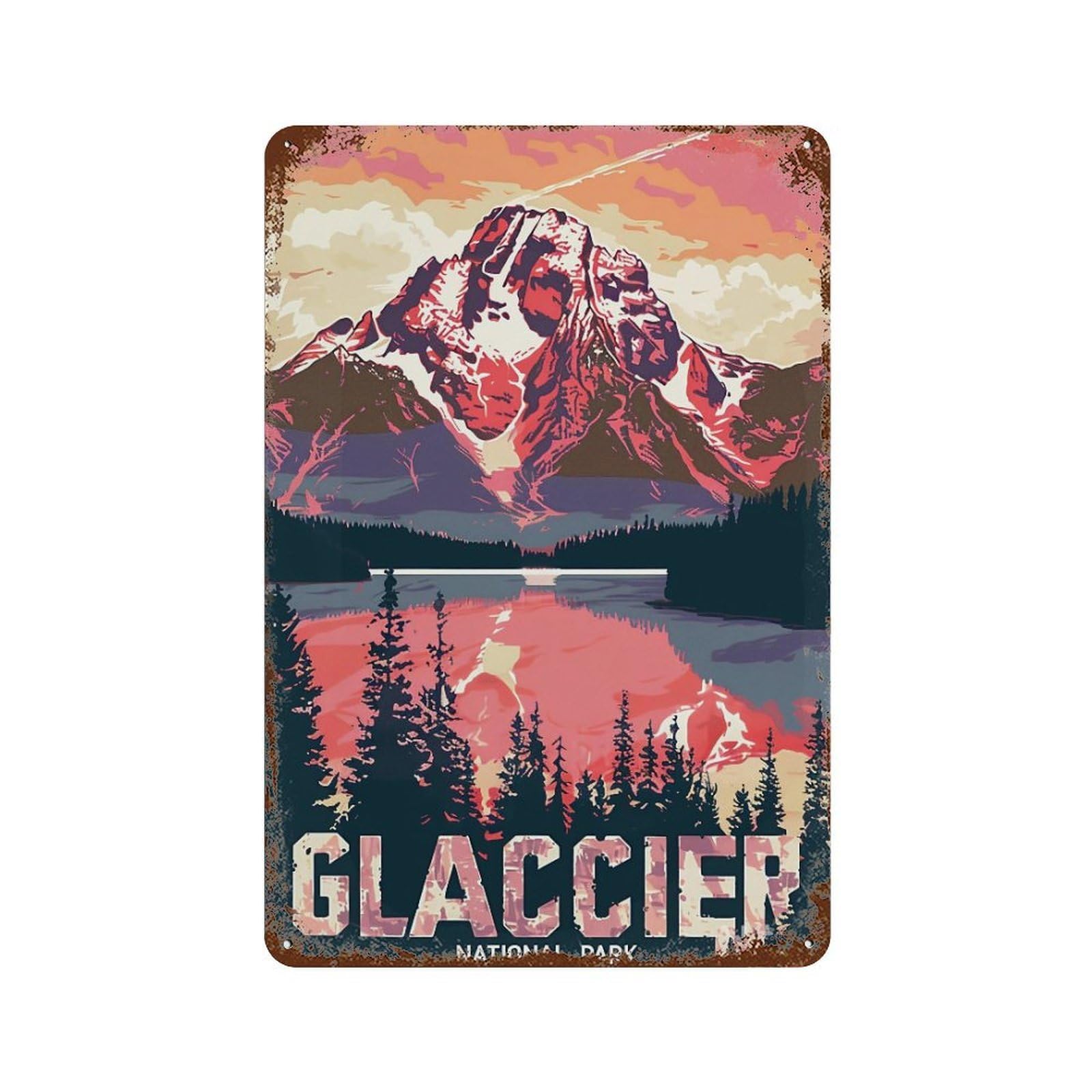 FHUYEURHRY Mid Century Glacier National Park 04 Wall Decor Retro Iron Vintage Art Metal Tin Sign Poster Modern Home Cofffee Club Art Bar Shop Decorations Style-29 30x20cm