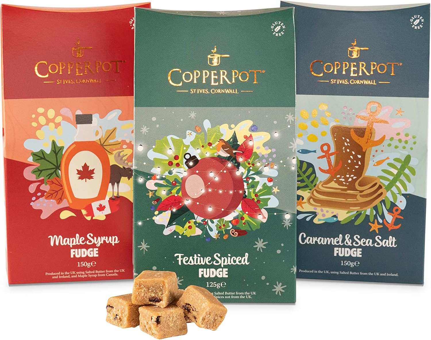 Copperpot ® Cornish Fudge Sweets Gift Box Salted Caramel, Maple