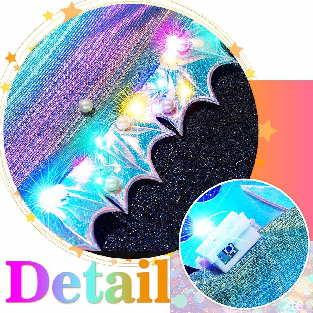 GORTIN Light up Mermaid Fingerless Gloves Elbow Length Cosplay Glove Rave Costume Accessories for Women - Image 7