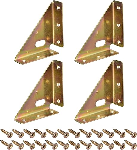 uxcell 4 soportes de esquina angulares de 3.386 in x 3.386 in, soportes de acero laminado en frío con tornillos para borde de escritorio y cama