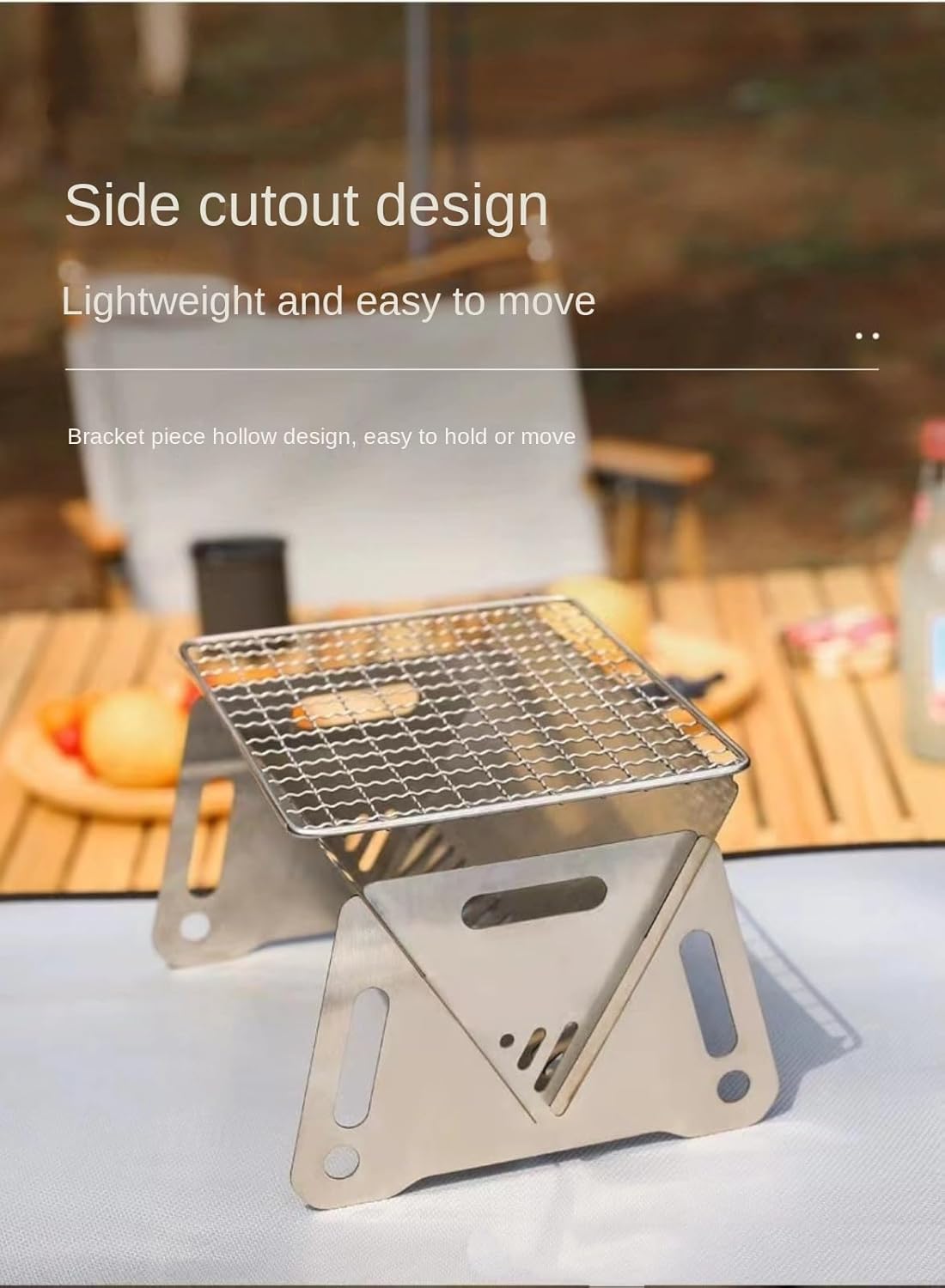 Outdoor ultra lightweight, foldable, multi-purpose card type wood stove, stainless steel barbecue stove, easy to carry, heating enclosure stove