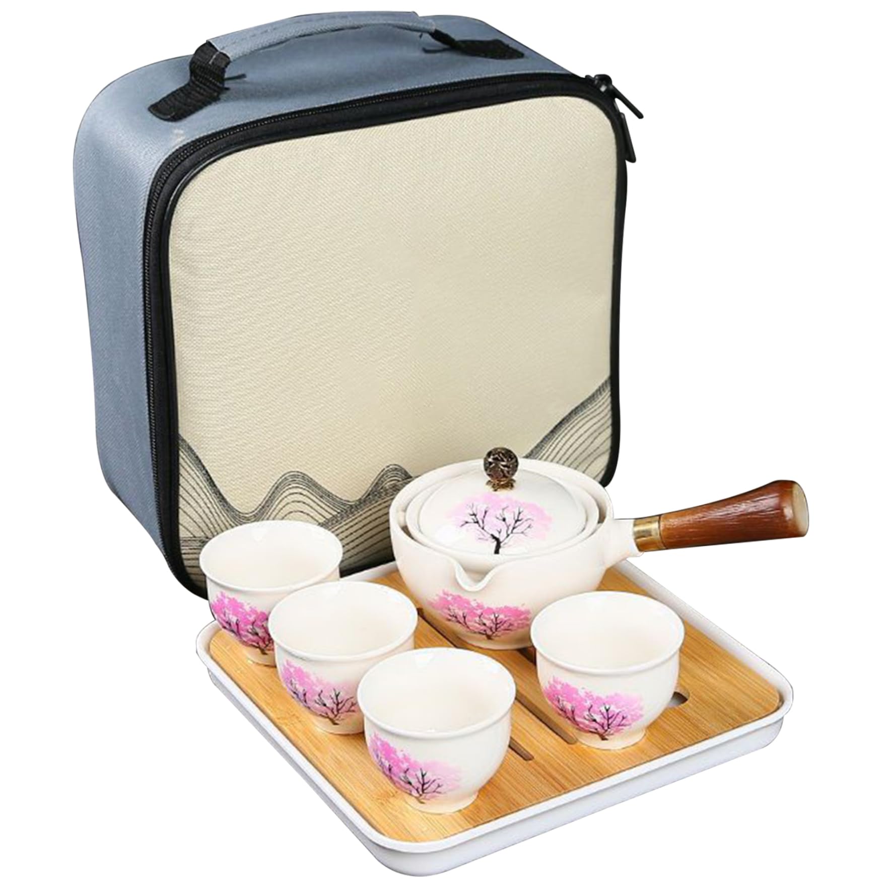 Teekannen-Set Chinesisches Tee-Set Porzellan-Tee-Set Japanische Teekanne Porzellan Japanisches Tee-Set Mit 360-Grad-Drehung Teebereiter Und Teesieb Tragbares Reise-Tee-Set Mit Anti-Verbrühungs-Griff F