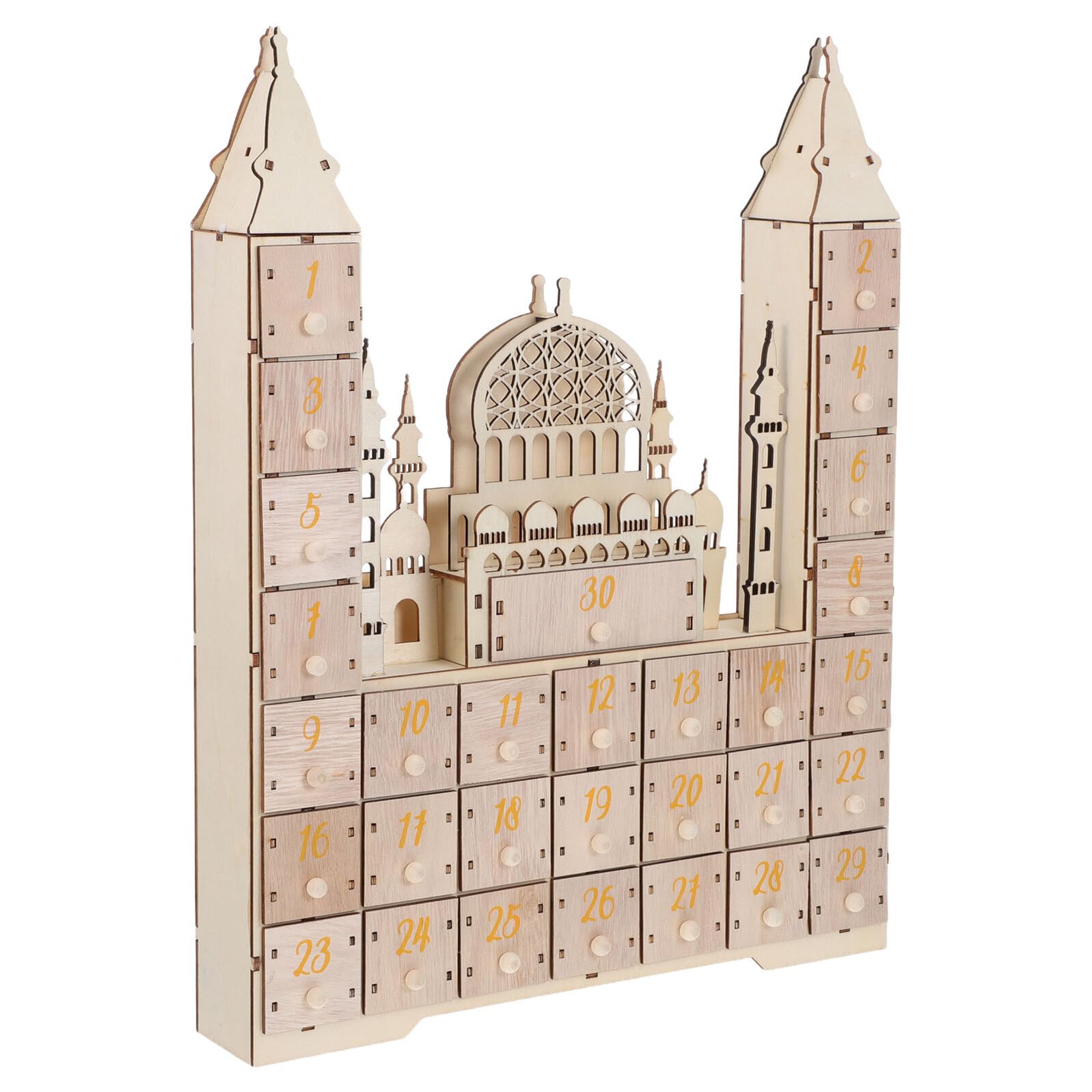 Calendrier de l'Avent Ramadan en bois avec 30 tiroirs pour décoration de table