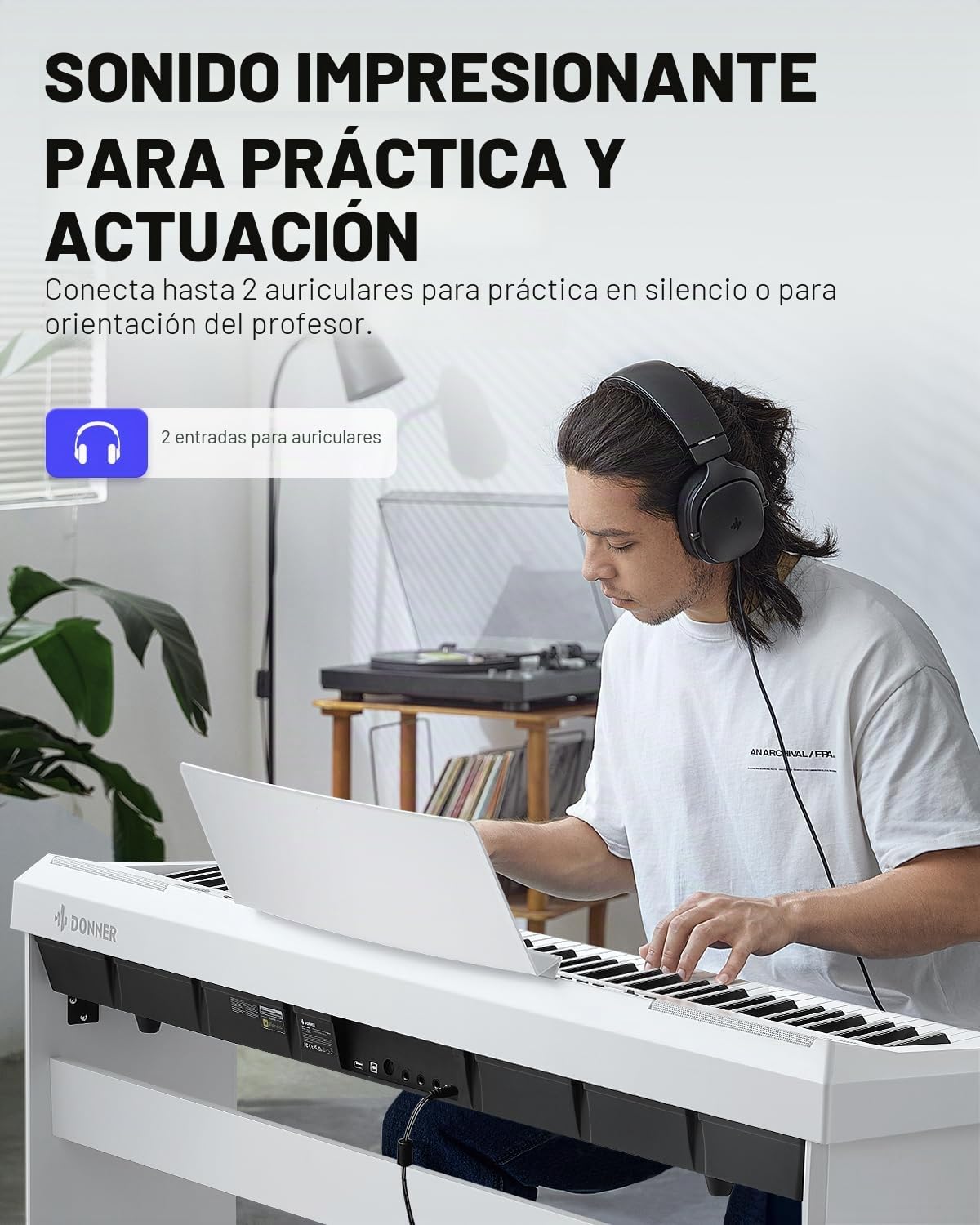 Donner DEP-20 Piano digital (88 teclas, 88 teclas, mecanismo de martillo), color blanco