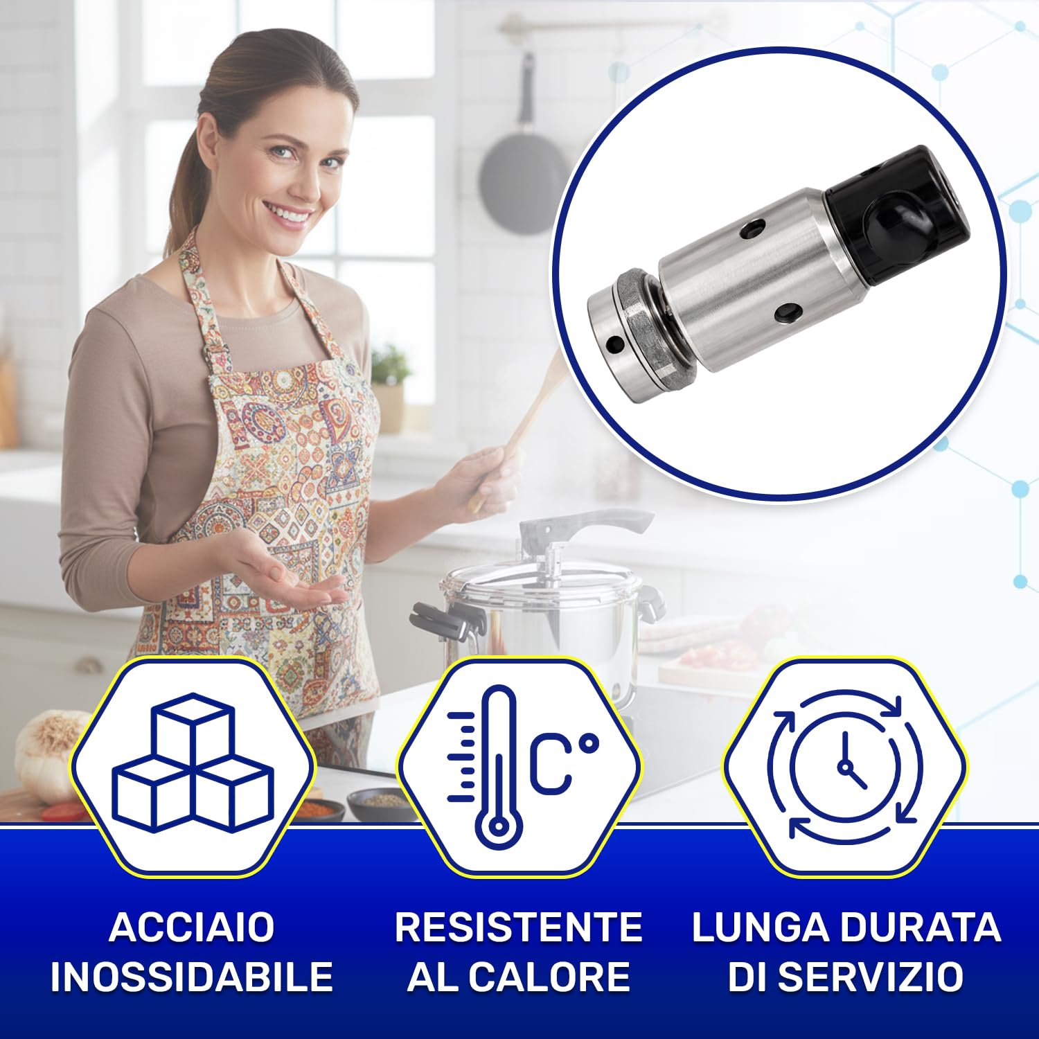 Valvola Pentola a Pressione con Foro di Montaggio da Ø 14 mm con Codice Originale 090.024.0800.00 90024080000 per Lagostina - Garanzia 10 Anni - MONTERAL