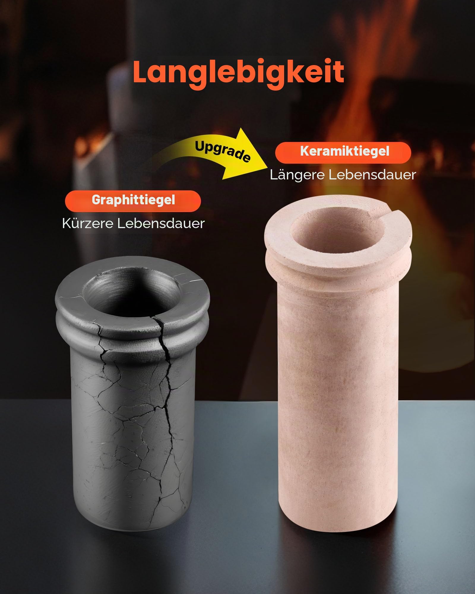 VEVOR digitaler Goldschmelzofen Maschine mit 3 kg Keramiktiegel, elektrischer Schmelzofen 1350 W max. 1150 ℃, Metallschmelzofen Set für Schmuckherstellung Metallbarren Metallkomponenten Schwarz