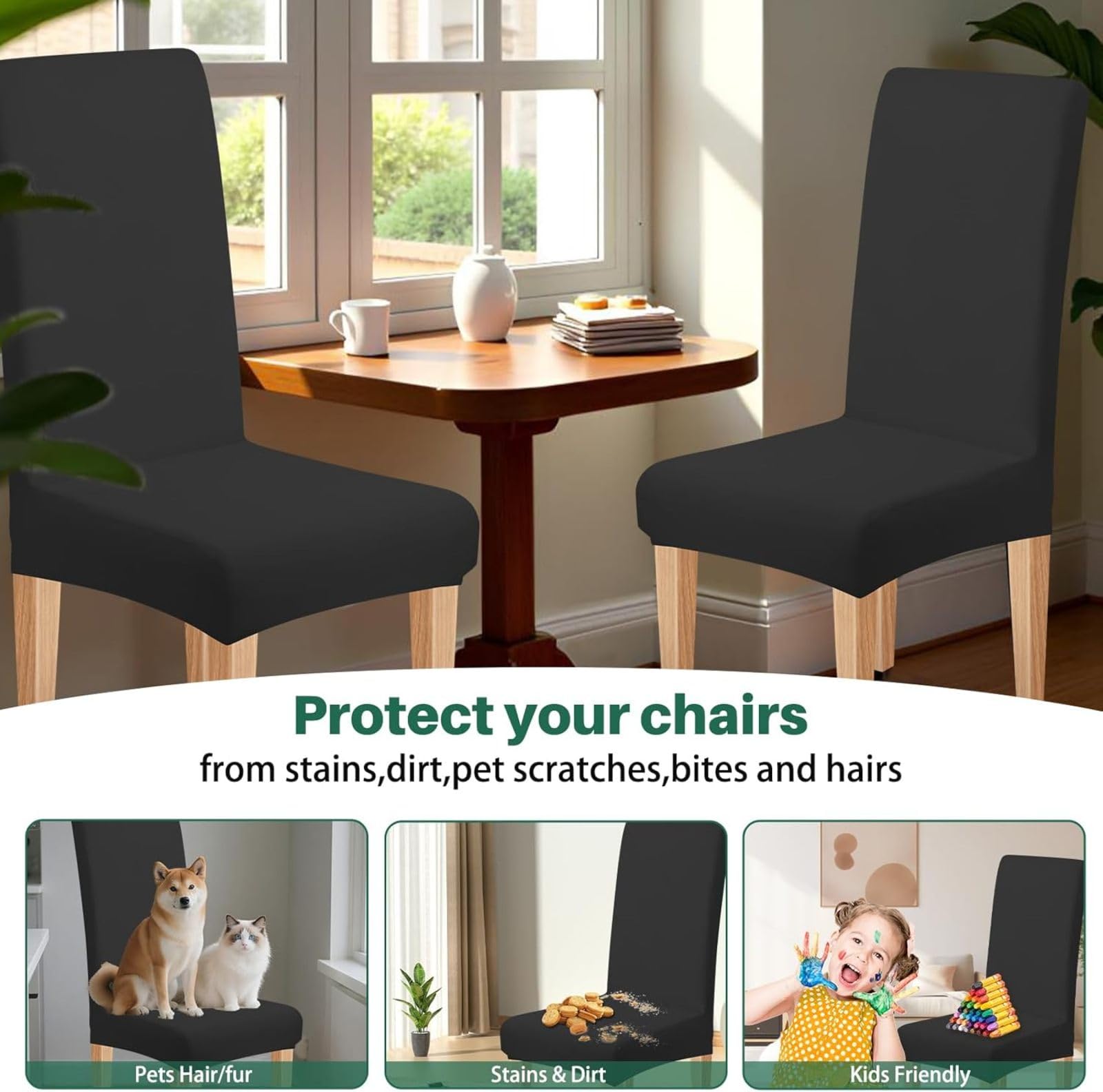 Fundas Sillas Ajustables Modernas Pack 8 Fundas Sillas de Comedor XL
