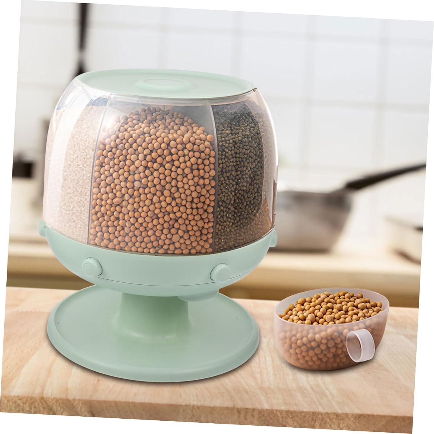 Ciieeo Rotating Transparent Rice Dispenser Airtight Grain Storage Container for Kitchen Organization Lightweight Moisture Spices and