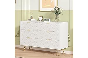 4 EVER WINNER White and Gold Dresser for Bedroom