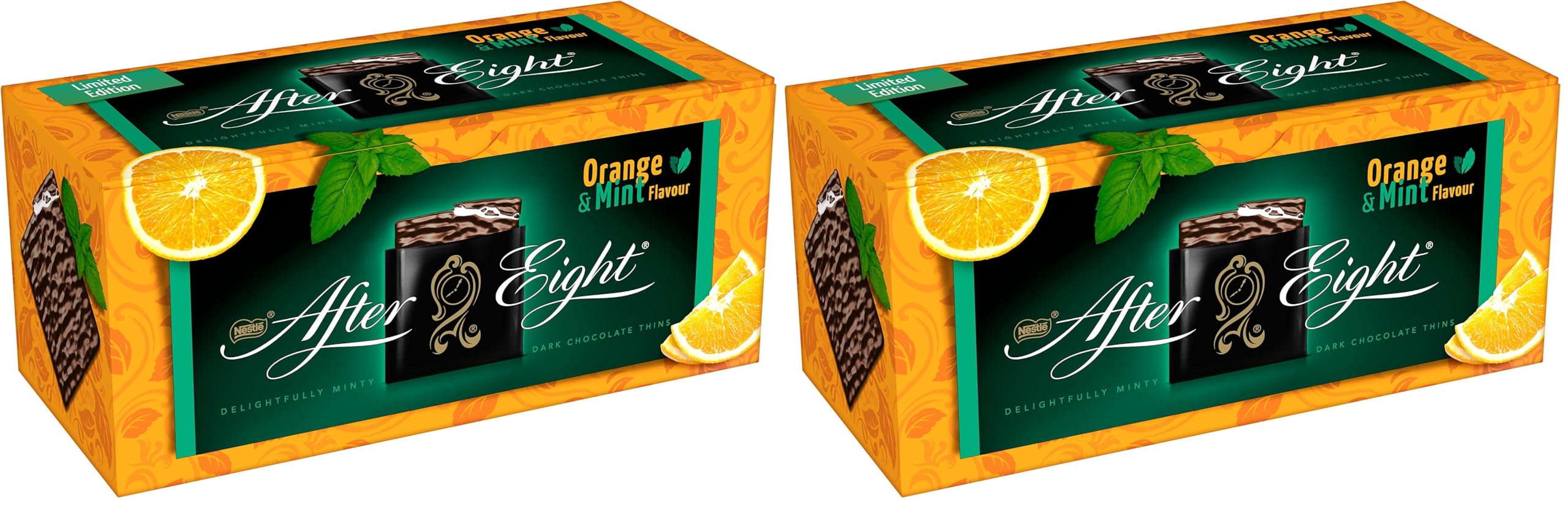 After Eight Blätter aus schwarzer Schokolade mit Minze und Orange, 200 g (Packung mit 2)