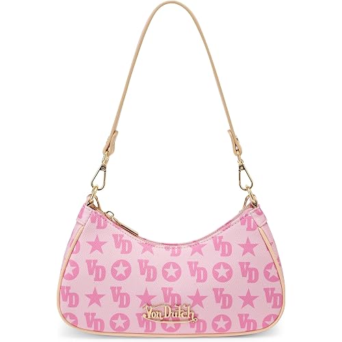 Von Dutch Purse Shoulder Bag, Women's Shoulder Handbags Logo Print and Gold or Silver Chain with Wrench Charm