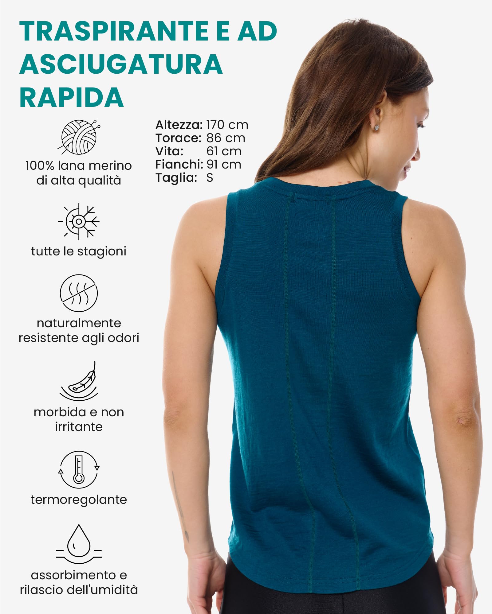 Merino.tech Canotta Lana Merino Donna - Canottiera Donna Intimo Lana Merino Donna Attiva Lightweight per Sport e Quotidiano
