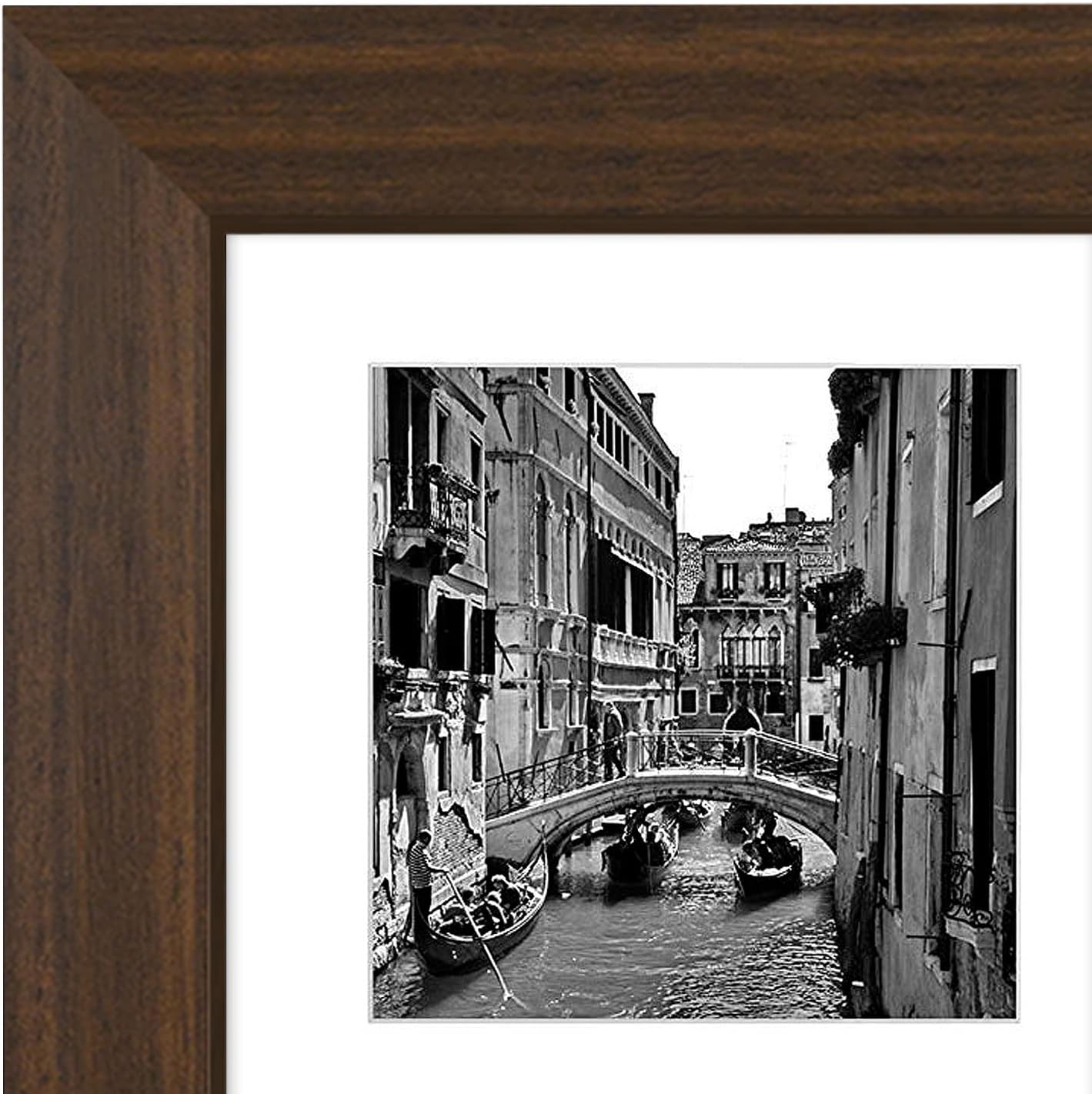 Americanflat 4x4 Picture Frame Collage with Shatter-Resistant Glass - Fits Four 4x4 Photos or Use as One 10x10 Picture Frame - Signature Collection - Collage Frames for Wall Display - Walnut